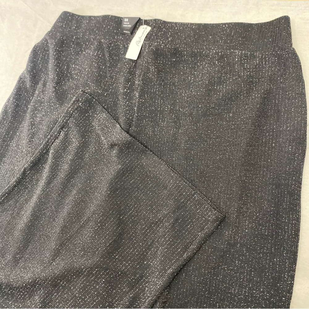 NWT REITMANS ROCK & SHINE WIDE LEG Pull On Dress Pant Black Speckled Sz 2X